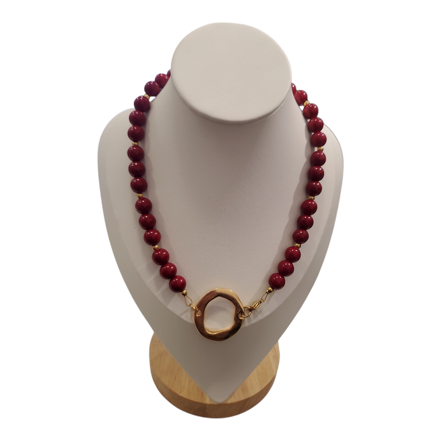 Burgundy Howlite - Κολιέ με Μπορντό Χαολίτη