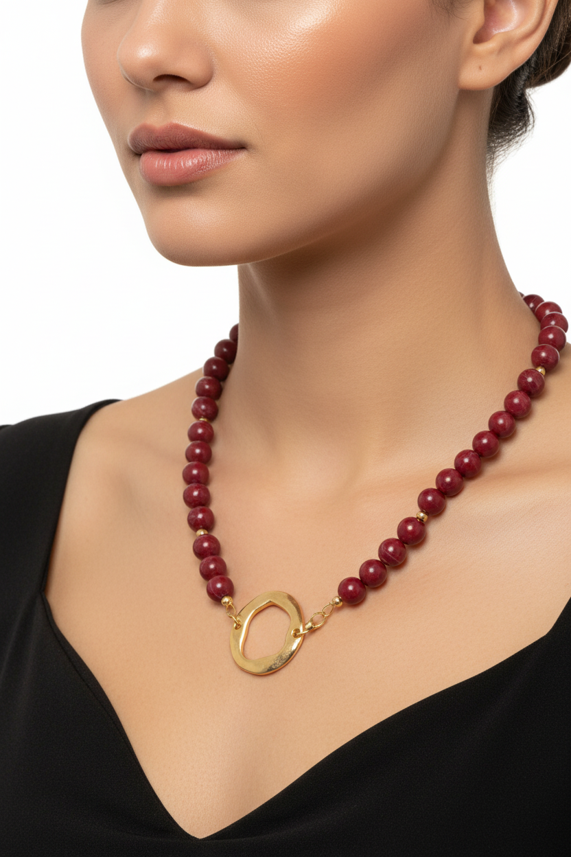 Burgundy Howlite - Φορεμένο