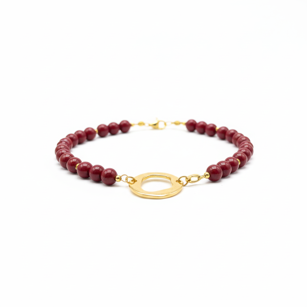 Burgundy Howlite - Κολιέ με Μπορντό Χαολίτη
