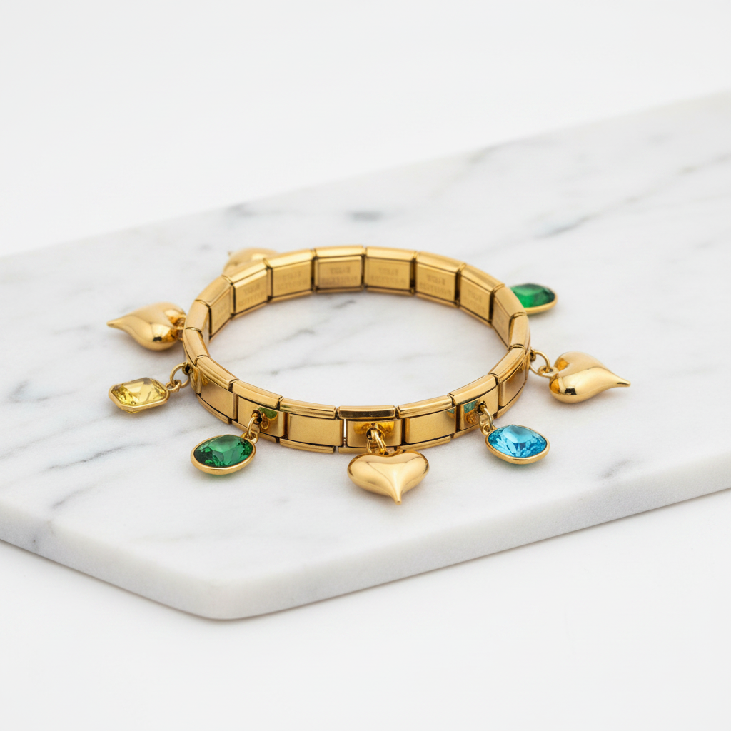Italian Crystal Charm Bracelet σε λευκό φόντο